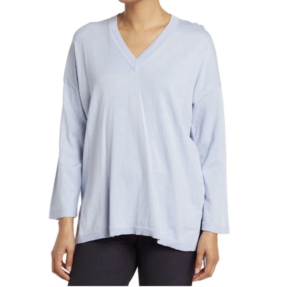 Eileen Fisher Size XL Lagenlook Sweater Tunic Organic Cotton Hi Low‎ Loungewear